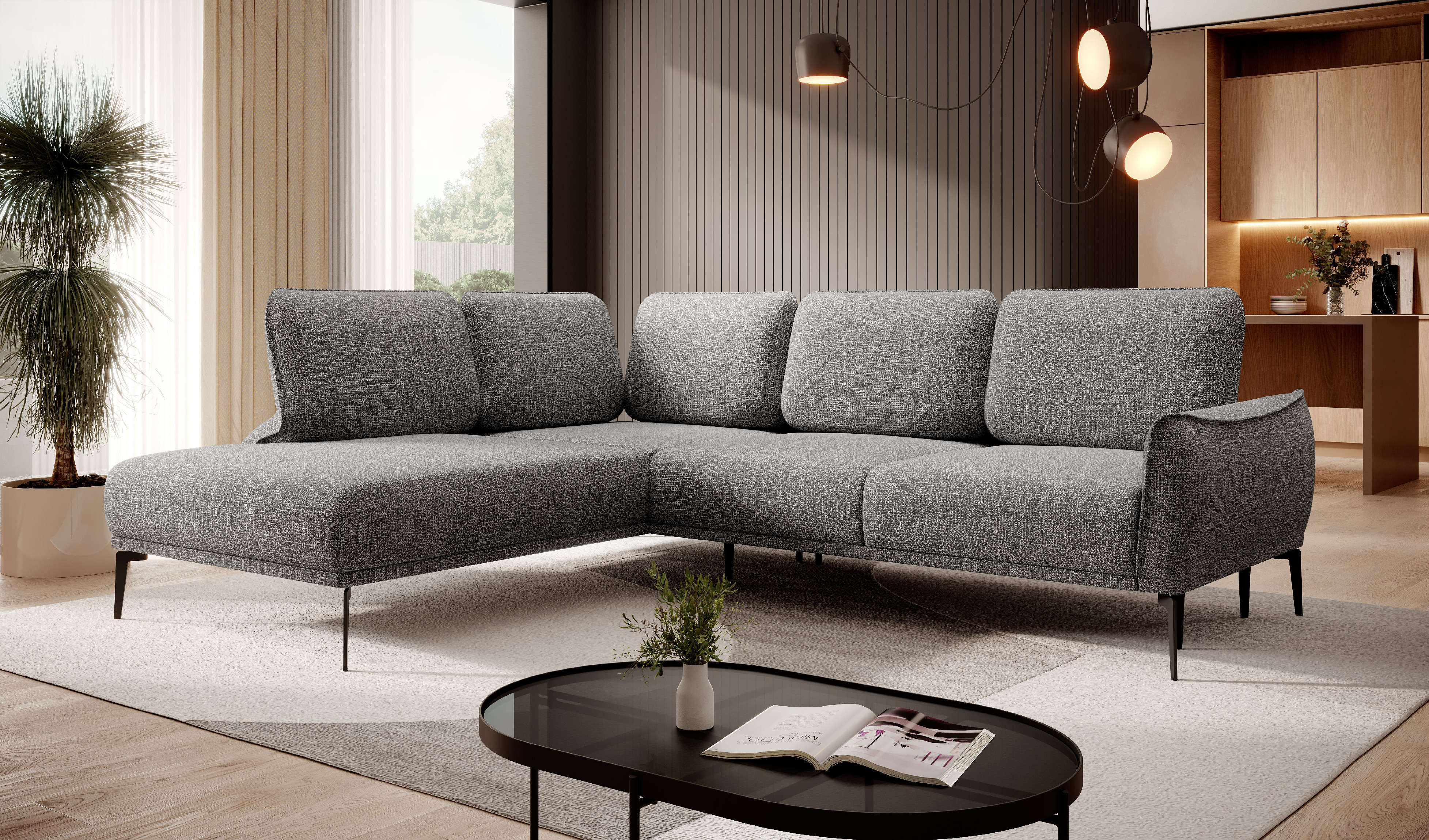 Elegantní design rohové sedací soupravy STORM L